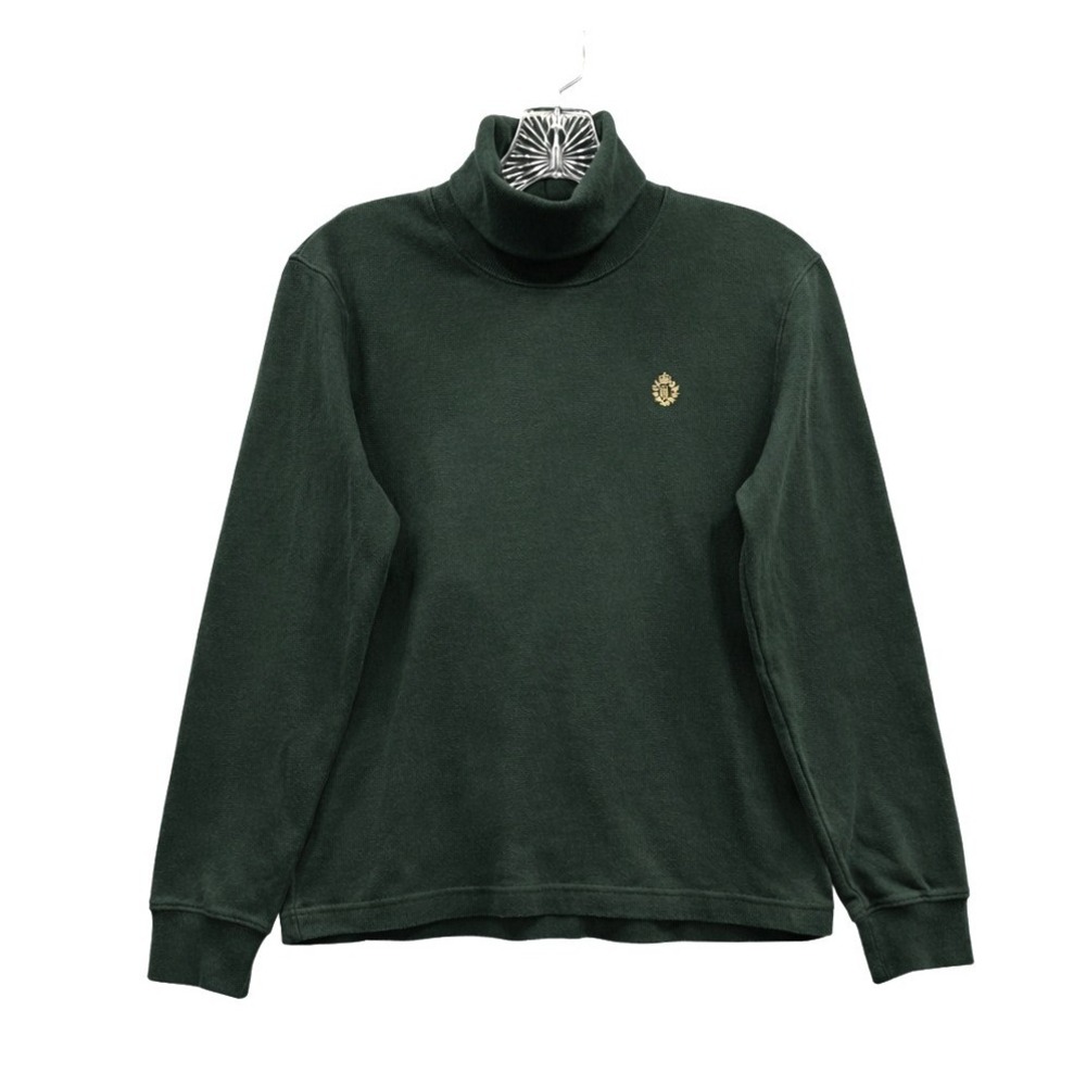 Lauren Ralph Lauren Crest Logo Turtleneck Sweater Dark‎ Green Classic Preppy PM